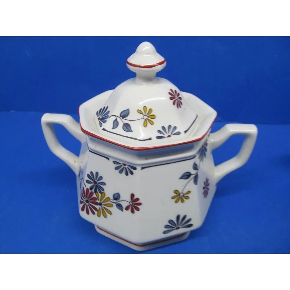 Adams Ironstone Vermont Covered Sugar Dish And Creamer Excellent Cond